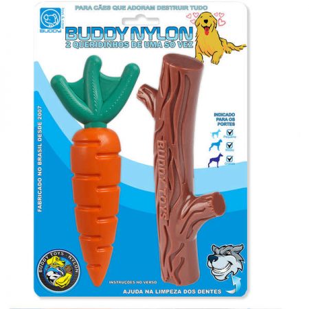 Brinquedo para Cachorro Buddy Toys Queridinhos Nylon Cenoura+Graveto