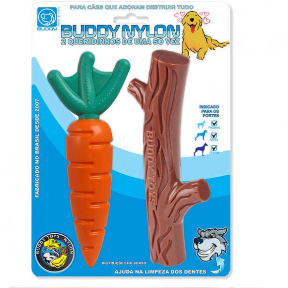 Brinquedo para Cachorro Buddy Toys Queridinhos Nylon Cenoura+Graveto